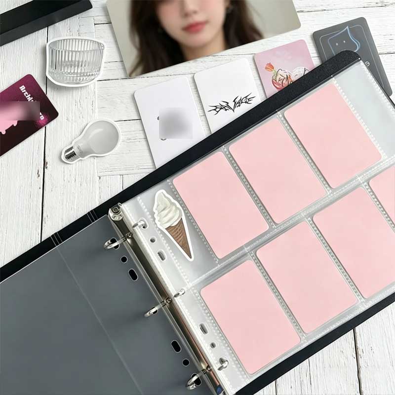 Kpop Photo Card Binder 3 Inch - 7-8 Fächer breiter A5 D-Ring-Ordner, tragbarer