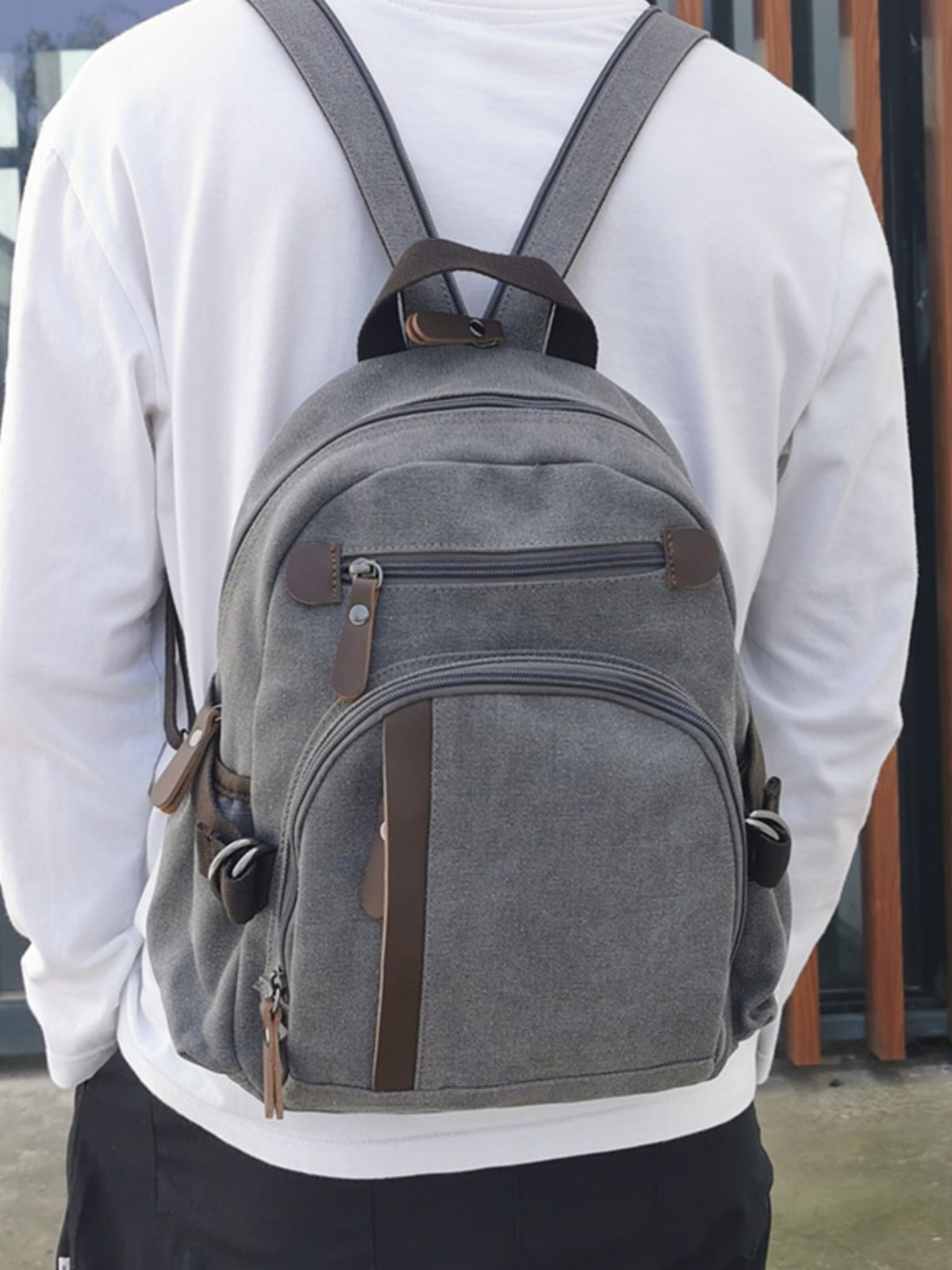 Books - Kleiner Canvas-Rucksack, Freizeit-Sport-Multifunktions-Brusttasche, lässige Büchertasche, Wandertasche
