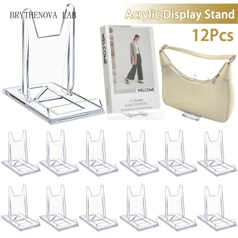 Clear Acrylic Book Stand Holder - 12 Stück 5/ Transparenter Acryl-Displayständer, klein,