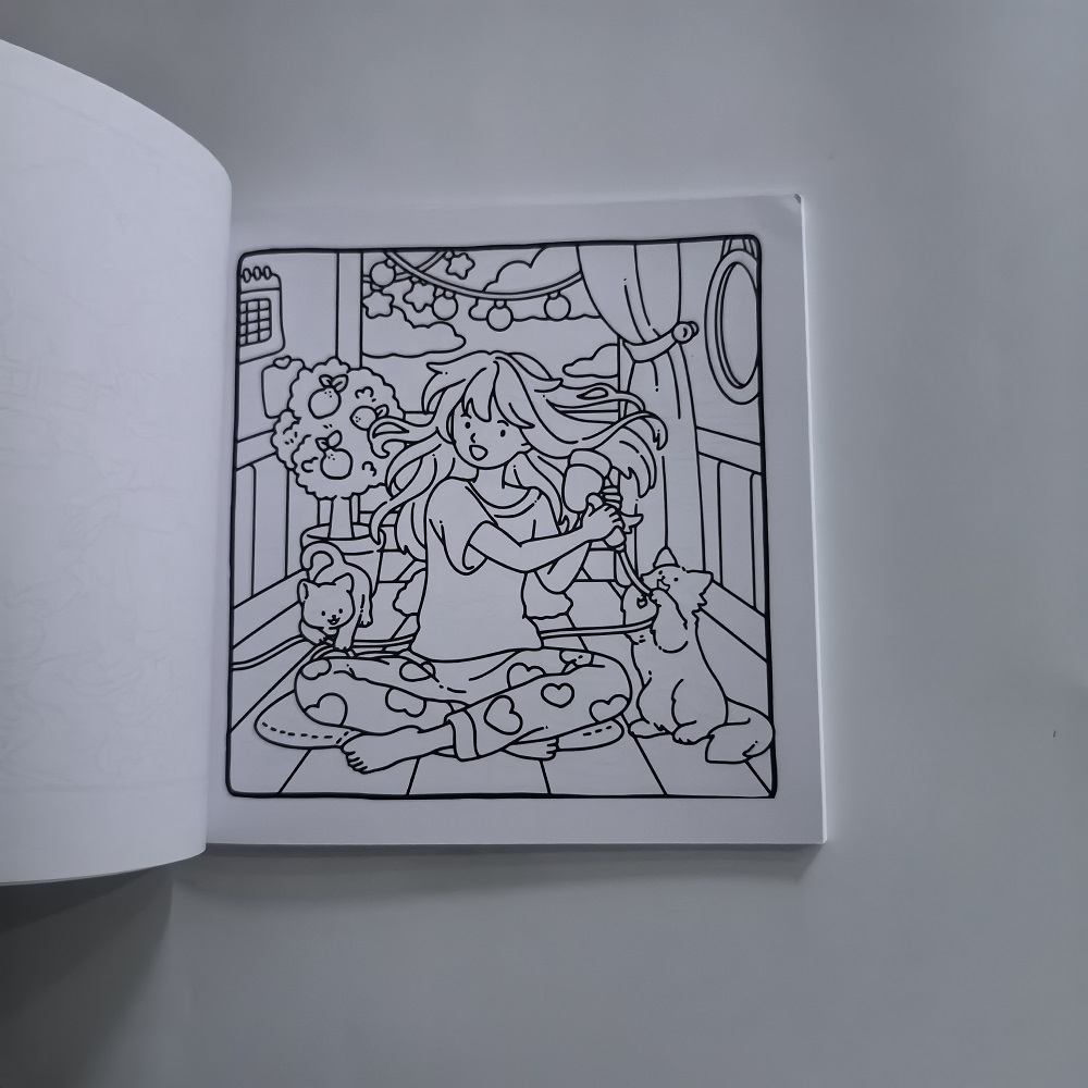 Katze und Mädchen, süßes, einf – Adult Coloring Book Stress Relief Bewertung und Preis