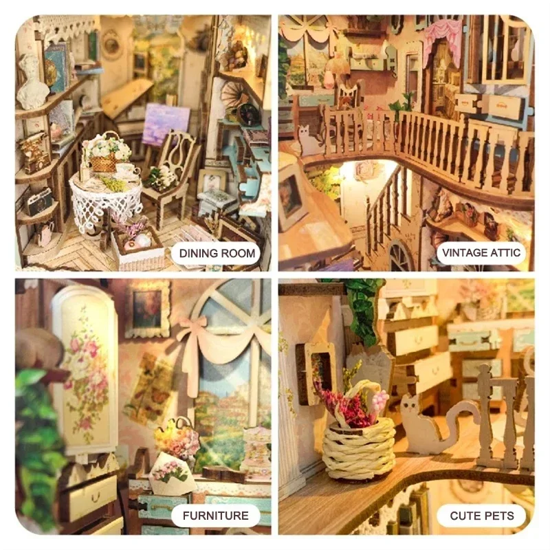 DIY Holz Pastoral Tagebuch Buc – Diy Wooden Book Nook Kit Shelf Insert Bewertung und Preis